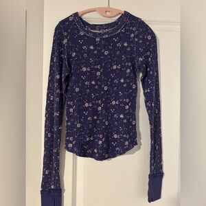 Free People Floral Long Sleeve Top - Purple
